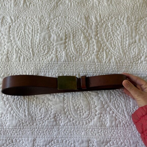 vintage ralph lauren leather belt with brass buckle main image 4